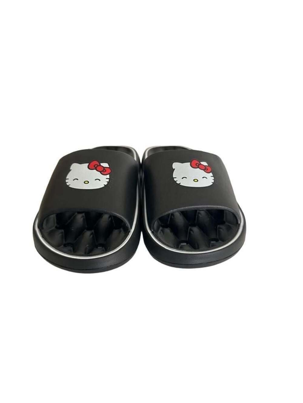 Hello Kitty Black Slide Slippers with Red Bow & Diamond Pattern Insole-36-37